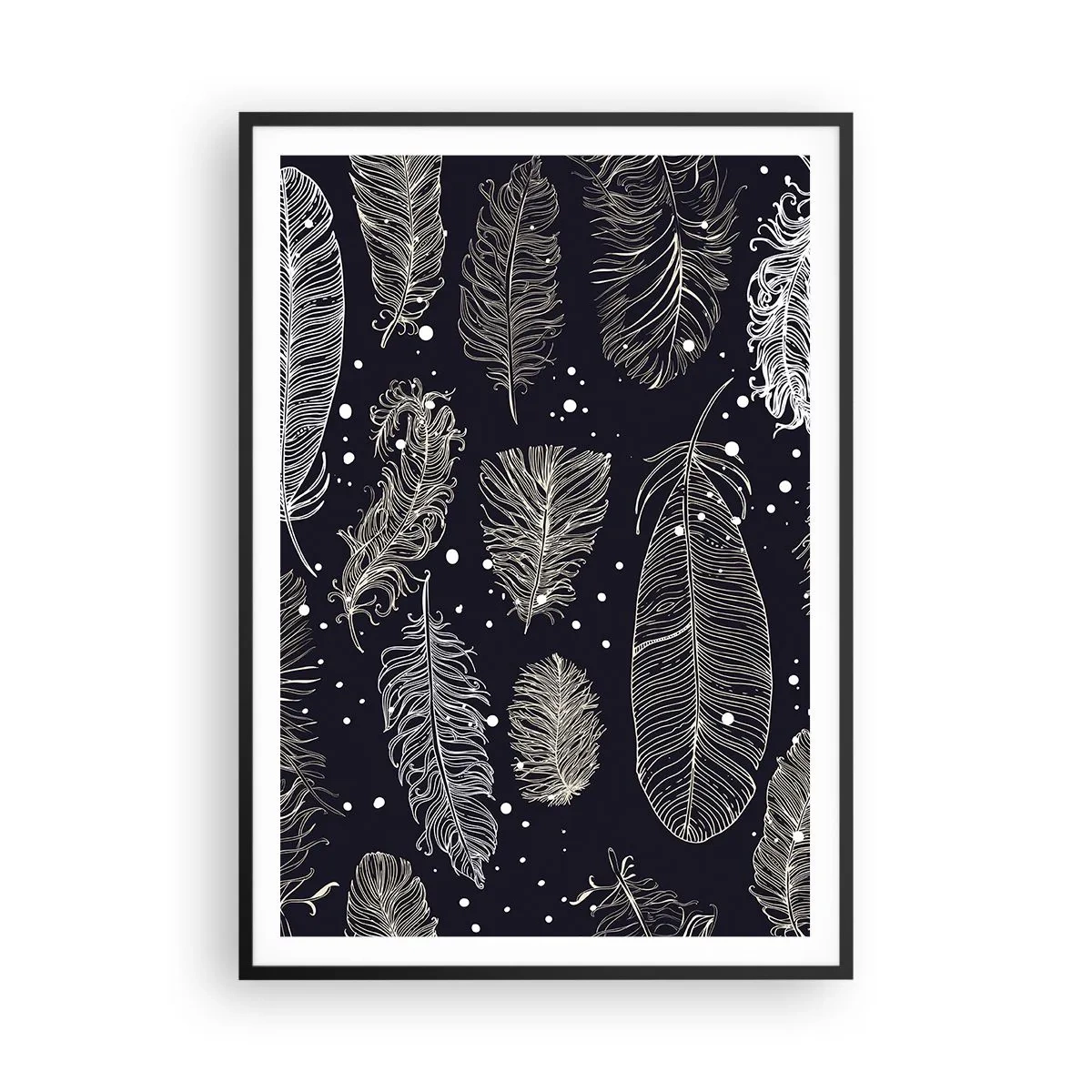 Affisch i svart ram - Fjäderspets - 70x100 cm