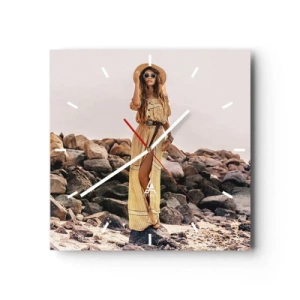 Väggklocka - Klocka på glas - Stenarnas magi - 40x40 cm