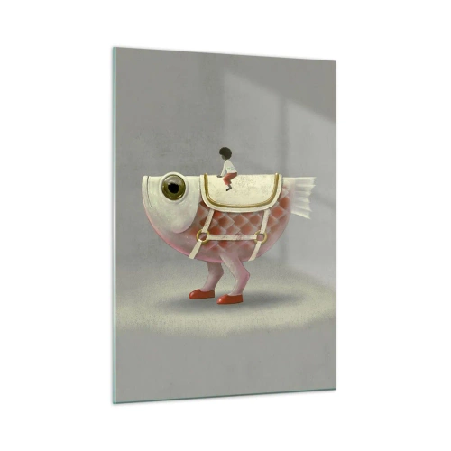 Glastavla - Bild på glas - Fiskryttare - 50x70 cm