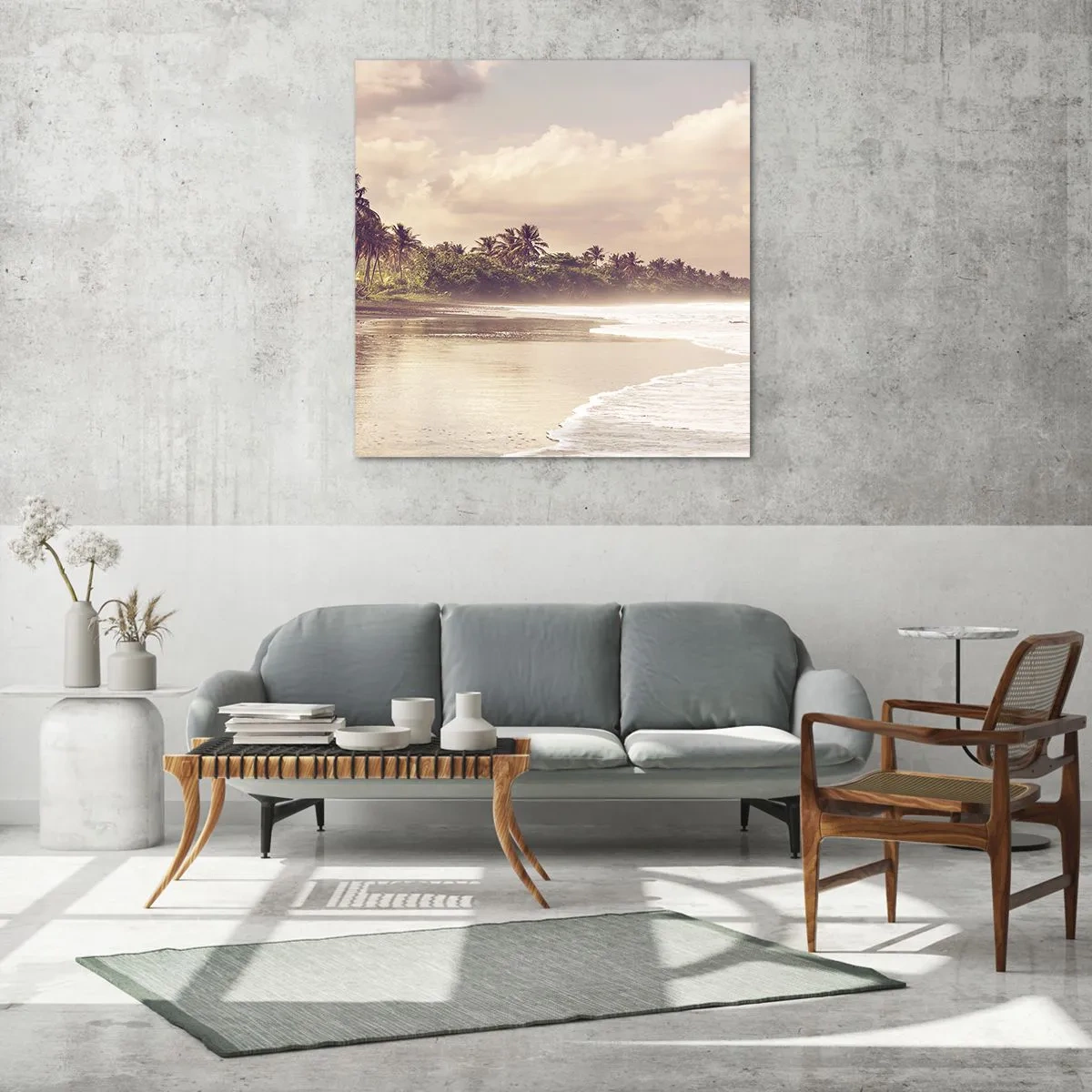 Glastavla - Bild på glas - Vågornas smekning - 60x60 cm