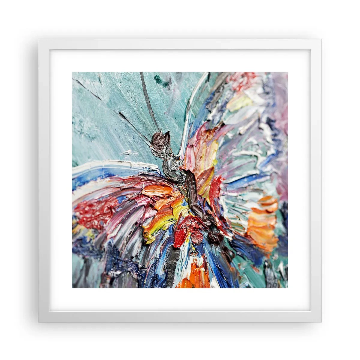 Affisch i vit ram - Målad av naturen - 40x40 cm