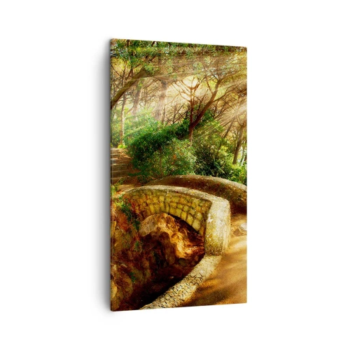 Canvastavla - Bild på duk - Från bron till sagoskogen - 45x80 cm