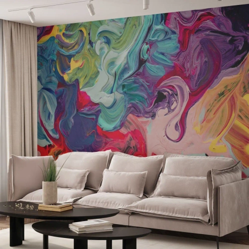 Fototapet Premium Canvas - Färgerna föds - Abstraktion, Bit, Modernt mönster - 250x175 cm