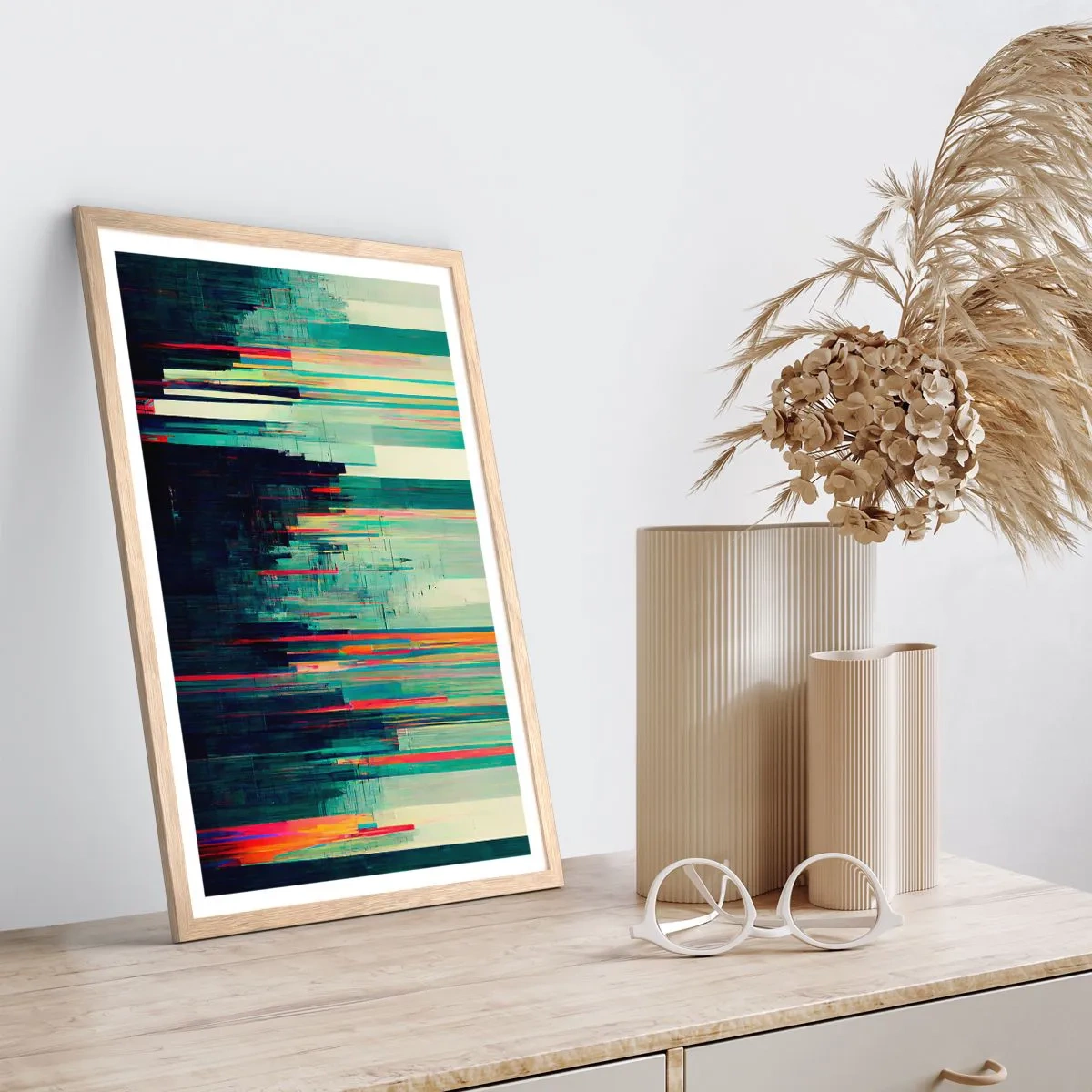 Affisch i ram av ljusek - Futuristisk stad - 70x100 cm