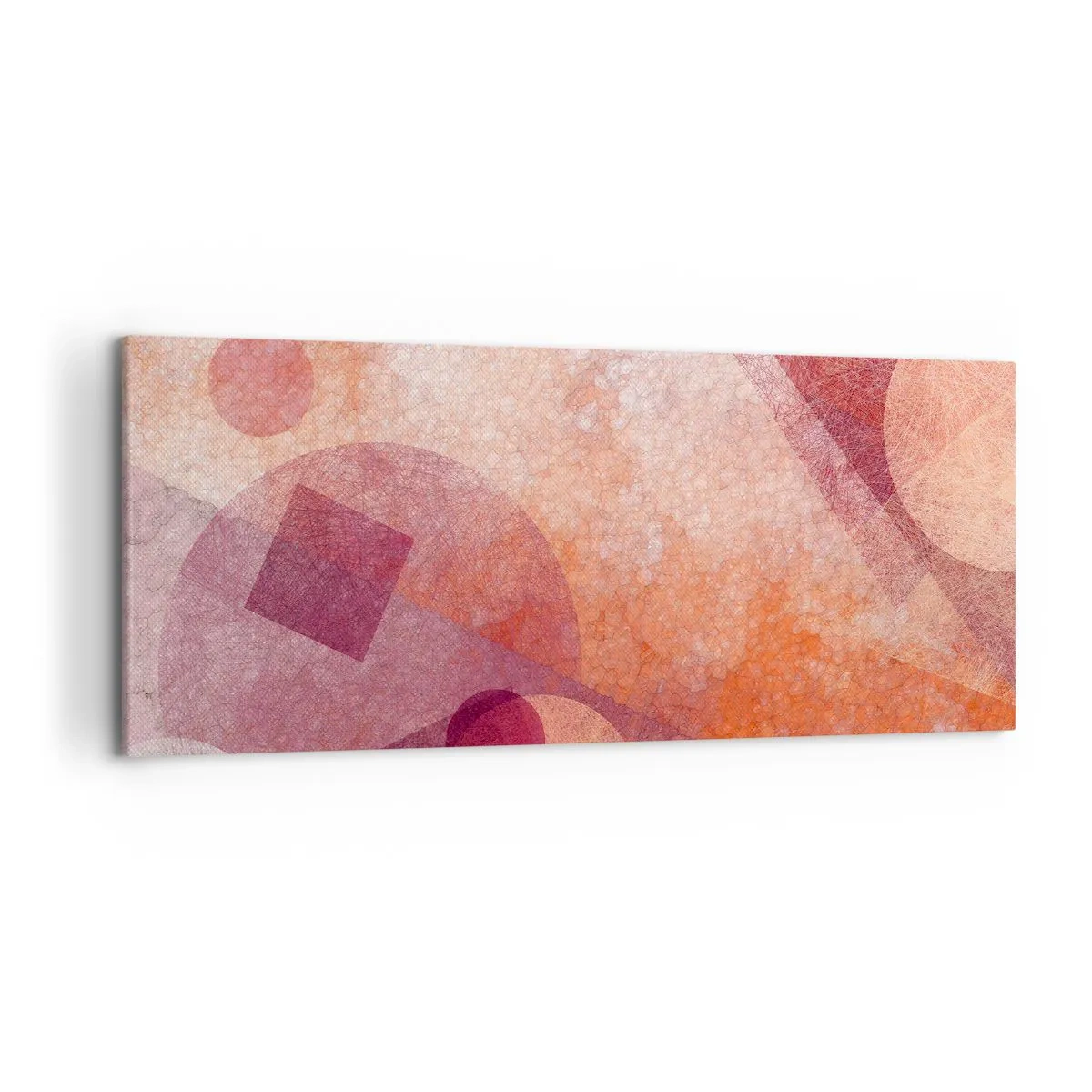 Canvastavla - Bild på duk - Geometriska omvandlingar i rosa - 120x50 cm