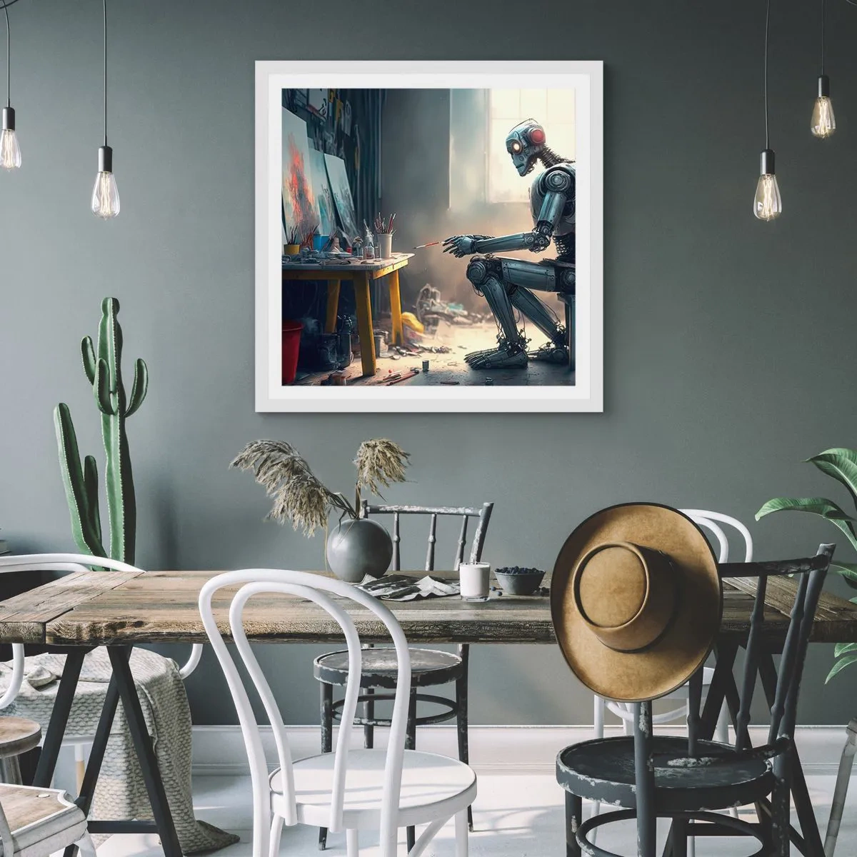 Affisch i vit ram - Den skapande handlingen - 30x30 cm