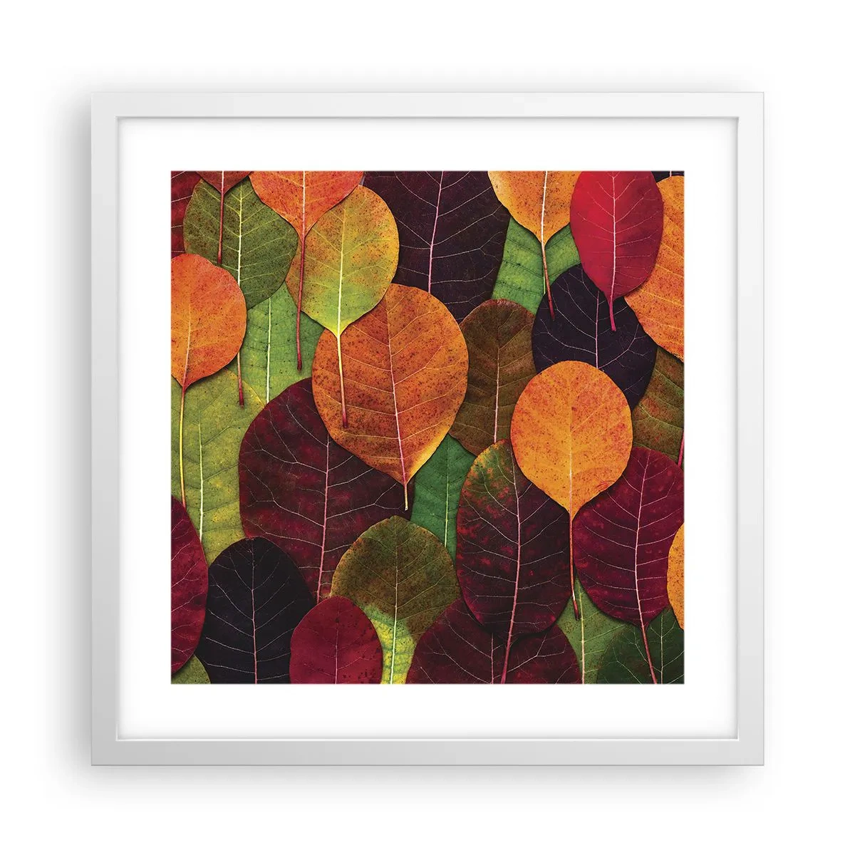 Affisch i vit ram - Höstmosaik - 40x40 cm