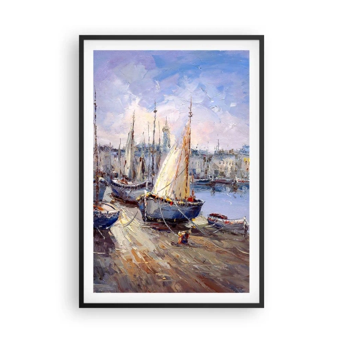 Affisch i svart ram - Stad vid viken - 61x91 cm