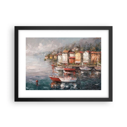 Affisch i svart ram - Romantisk hamn - 40x30 cm