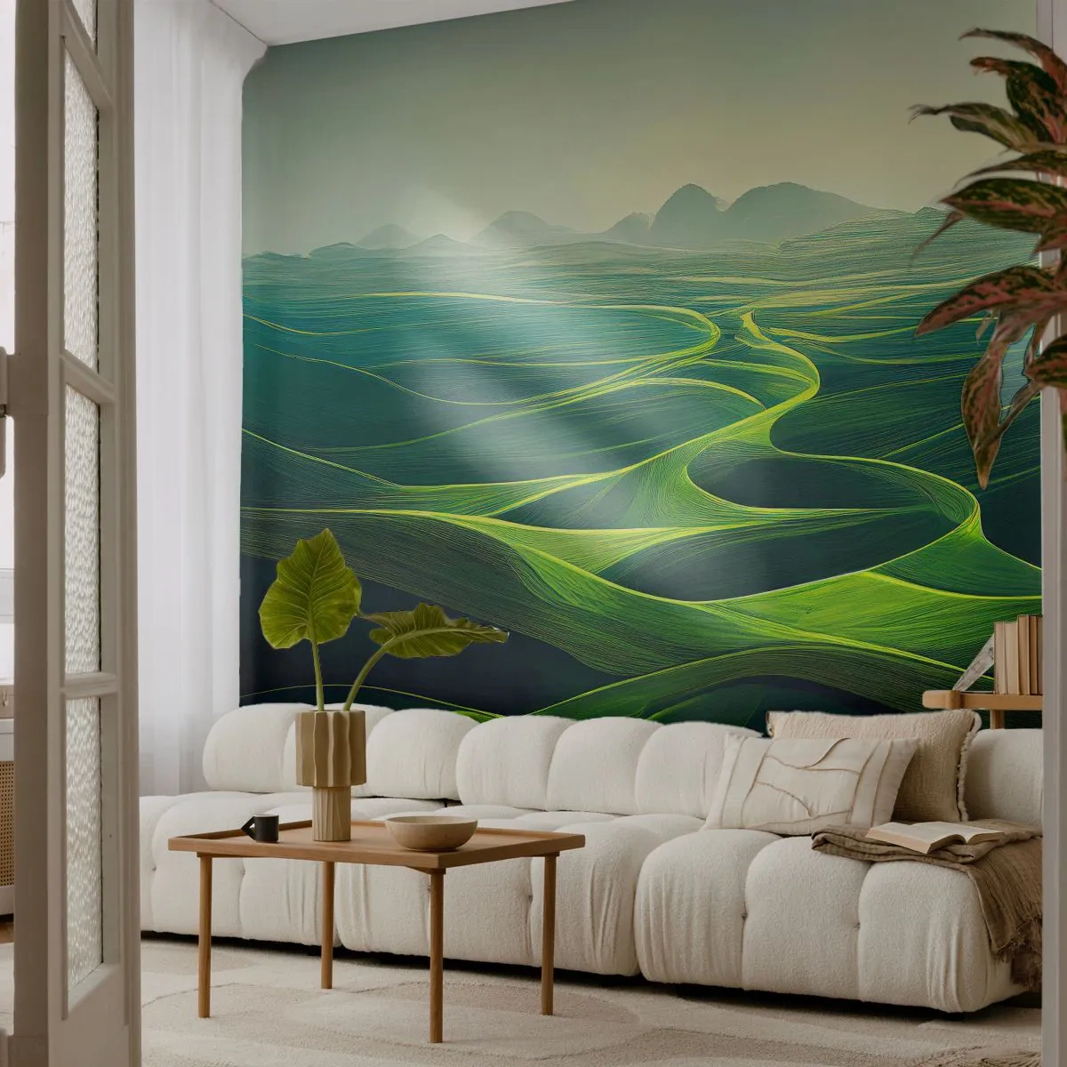 Fototapet Premium Canvas - I gröna dalar - Landskap, Äng, Dalar - 250x175 cm