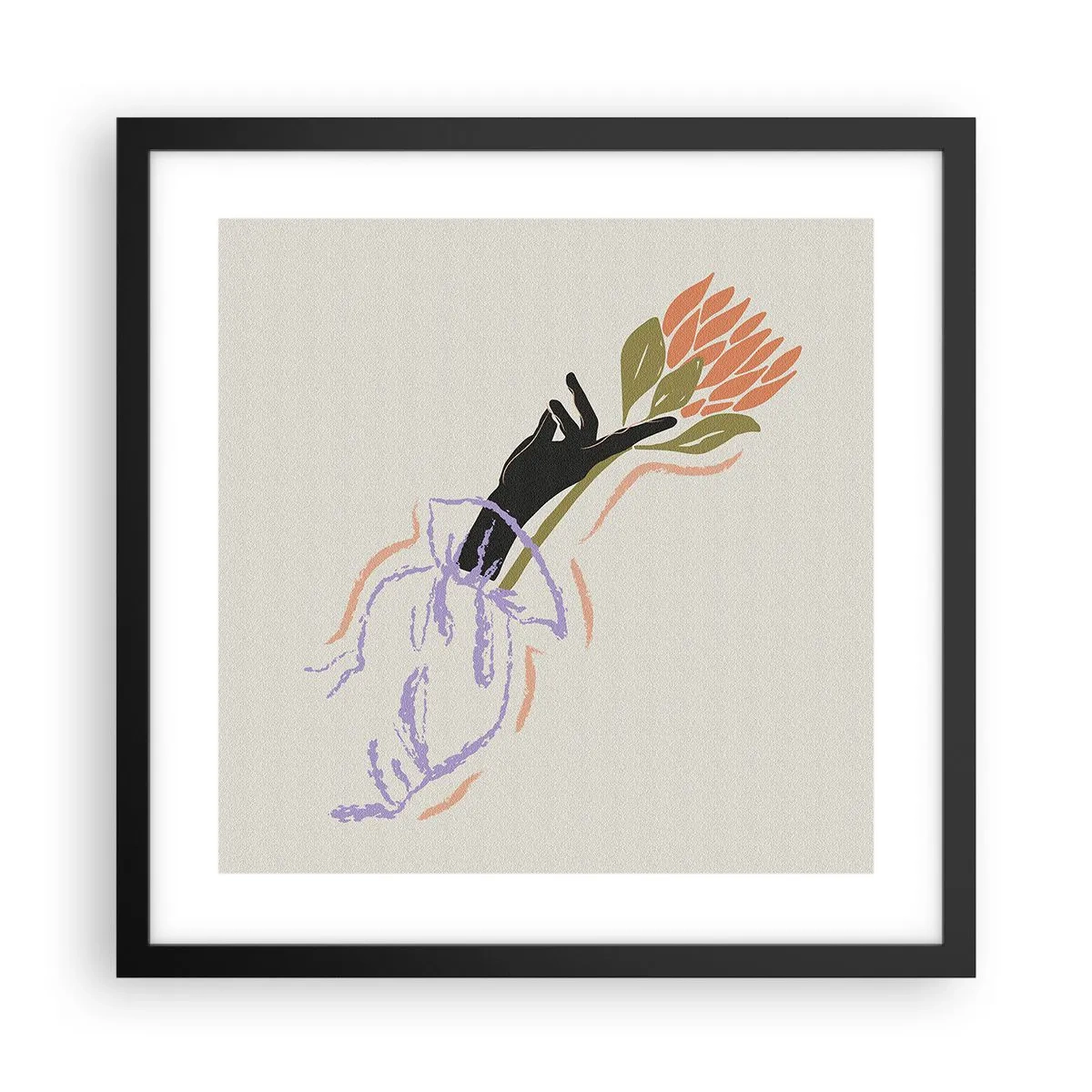 Affisch i svart ram - En systerlig beröring - 40x40 cm