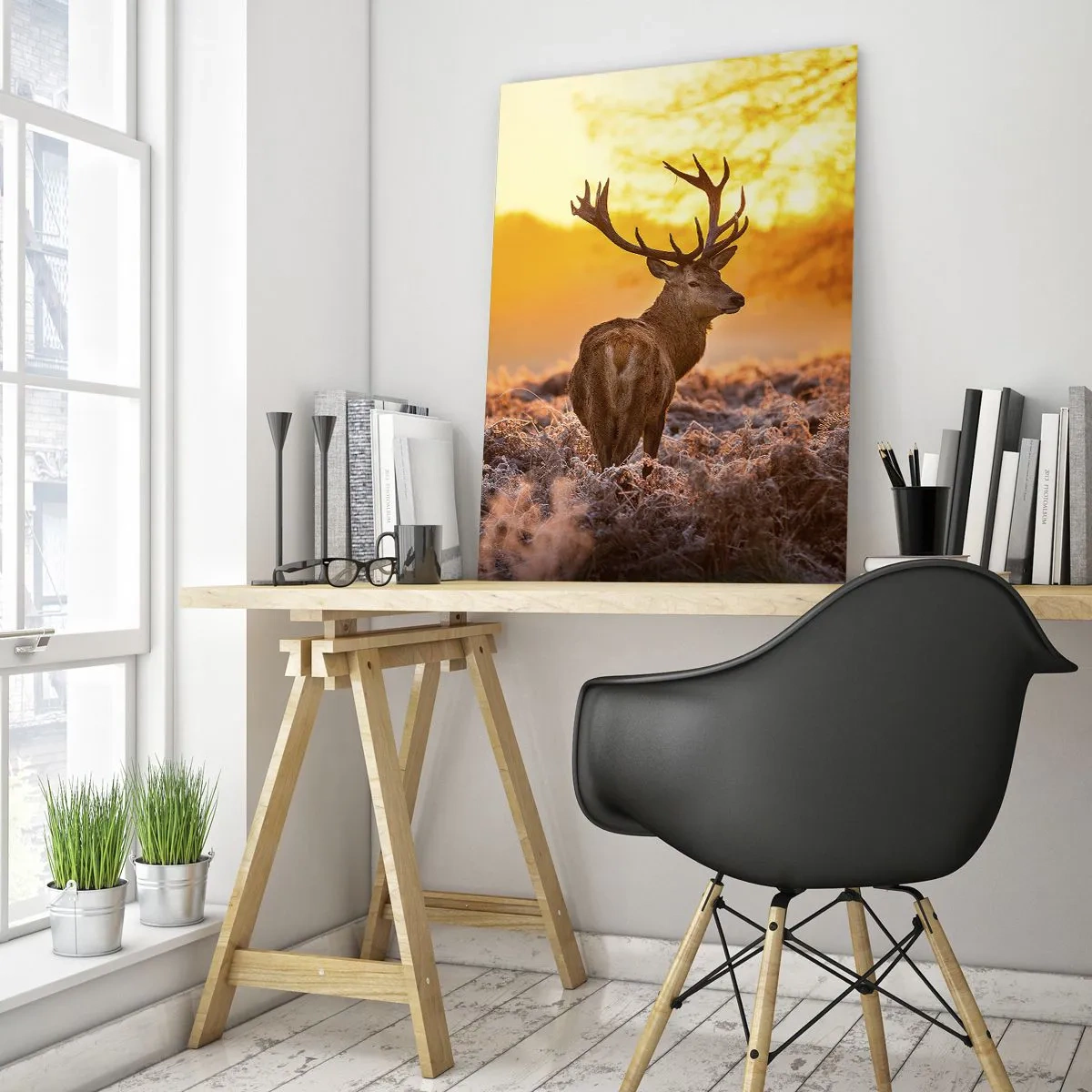 Glastavla - Bild på glas - Höstskogens kung - 50x70 cm