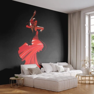 Självhäftande Fototapet Deluxe Sticker - Flamencos brinnande anda - Dansare, Flamenco, Dansa - 100x70 cm