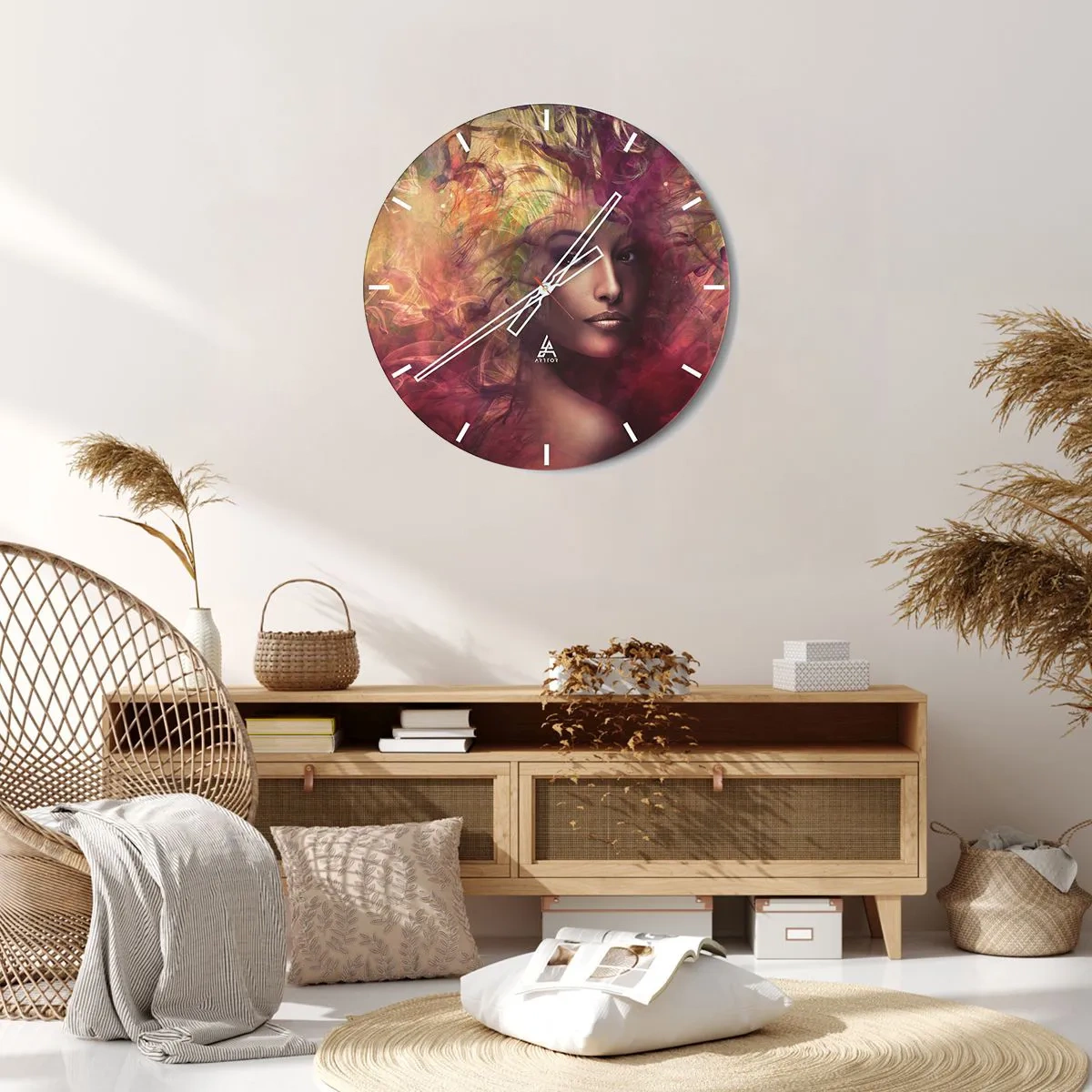 Väggklocka - Klocka på glas - Här är jag! - 40x40 cm