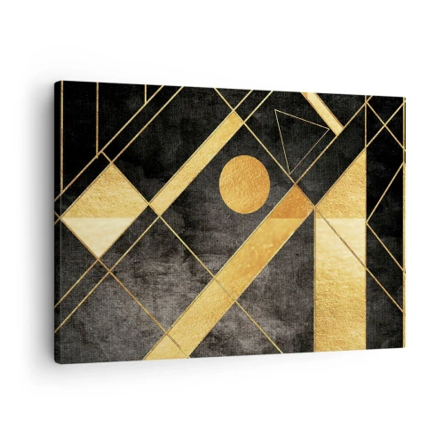 Canvastavla - Bild på duk - Geometriska former i guld och svarta toner - 70x50cm - Öknens sol - Modern väggdekoration för vardagsrum och sovrum ARTTOR