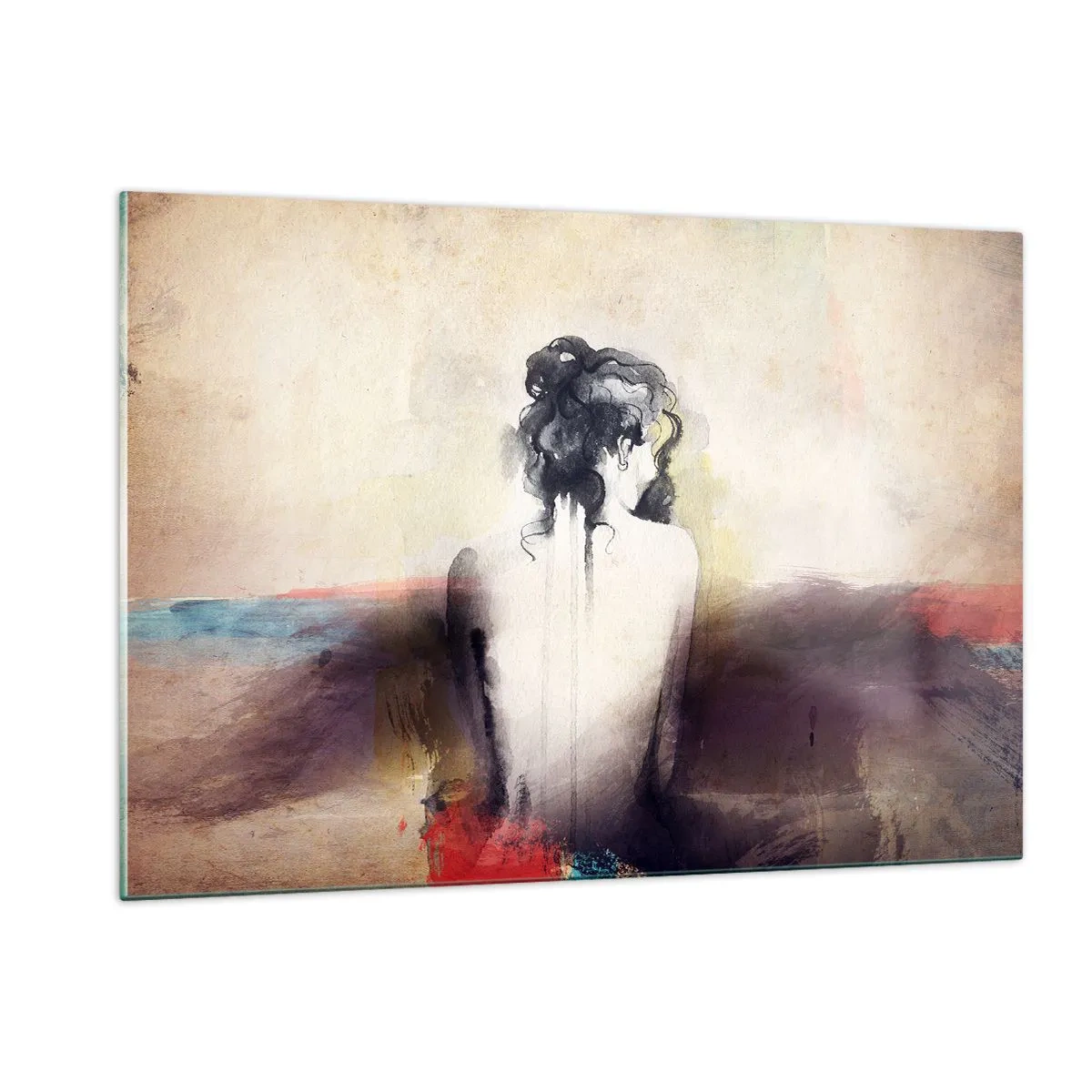Glastavla - Bild på glas - Moderata linjer, ovala former - 120x80 cm
