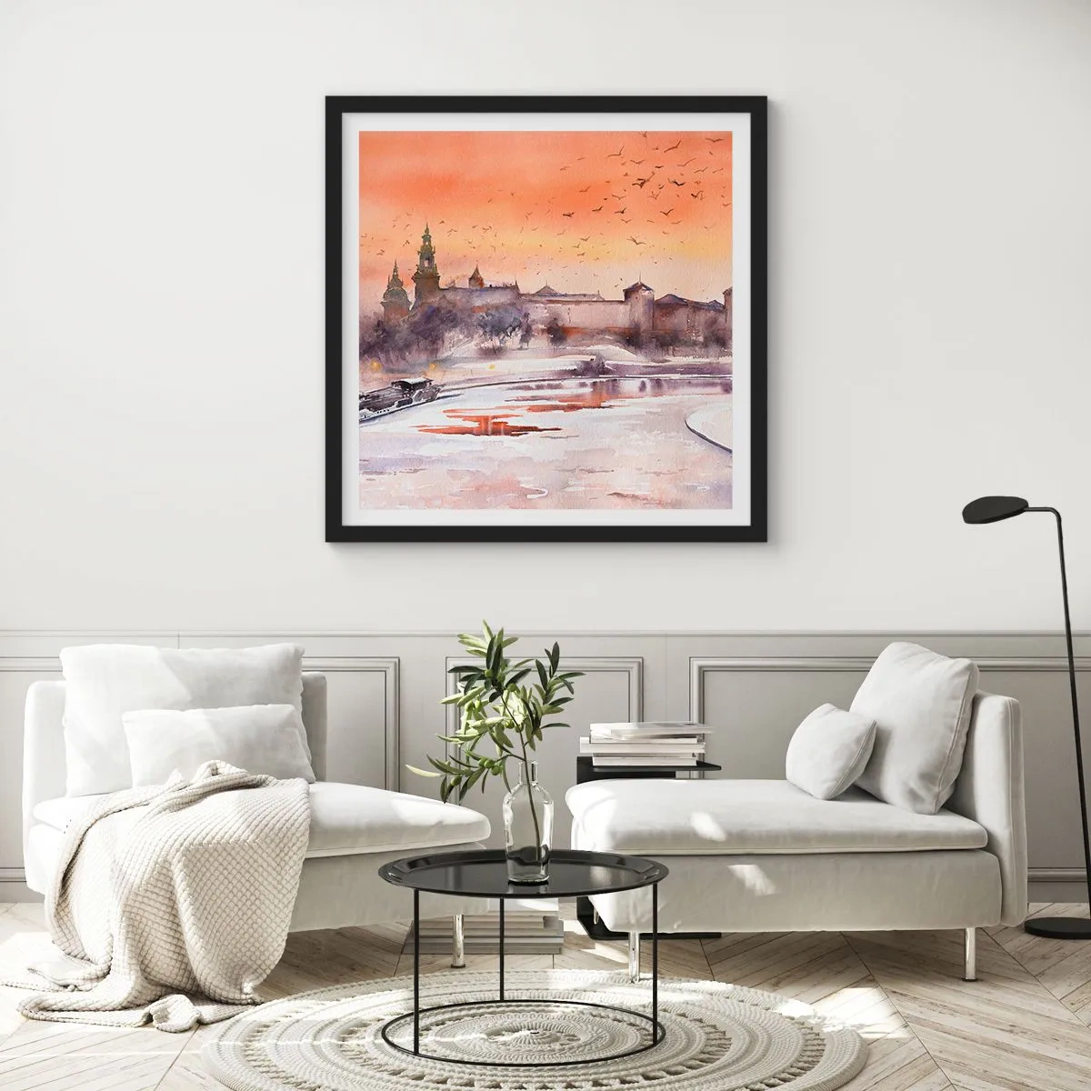 Affisch i svart ram - Kunglig solnedgång - 50x50 cm