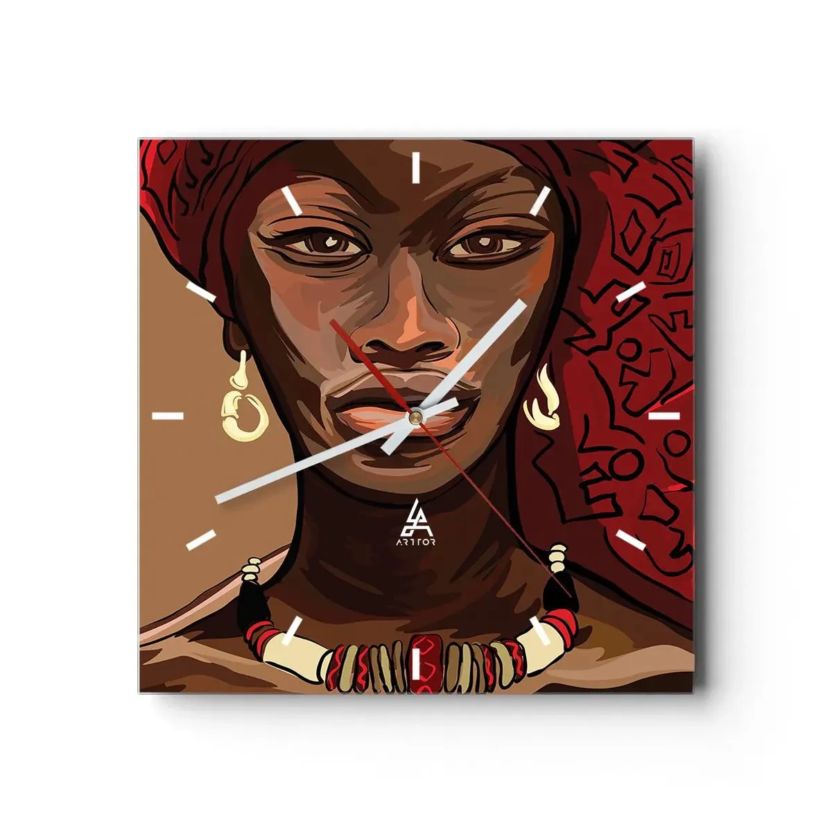 Väggklocka - Klocka på glas - Venus i ebenholts - 30x30 cm