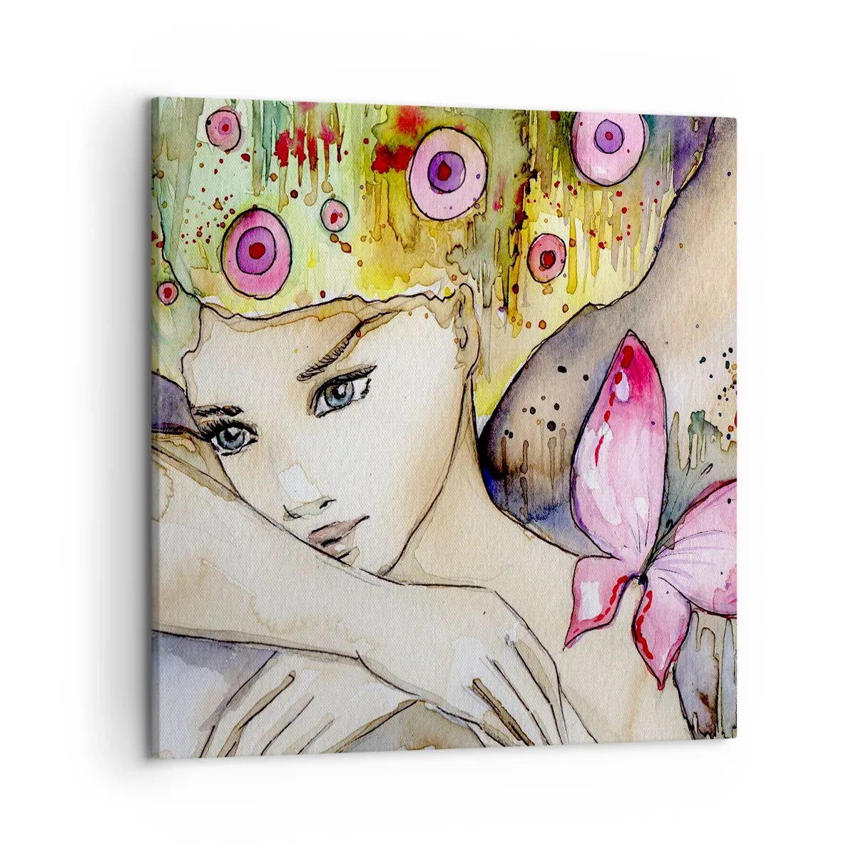 Canvastavla - Bild på duk - fjärilprincessa - 50x50 cm
