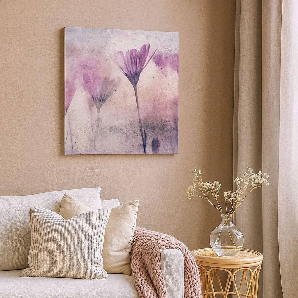 Canvastavla - Bild på duk - Blommornas sömn - 30x30 cm