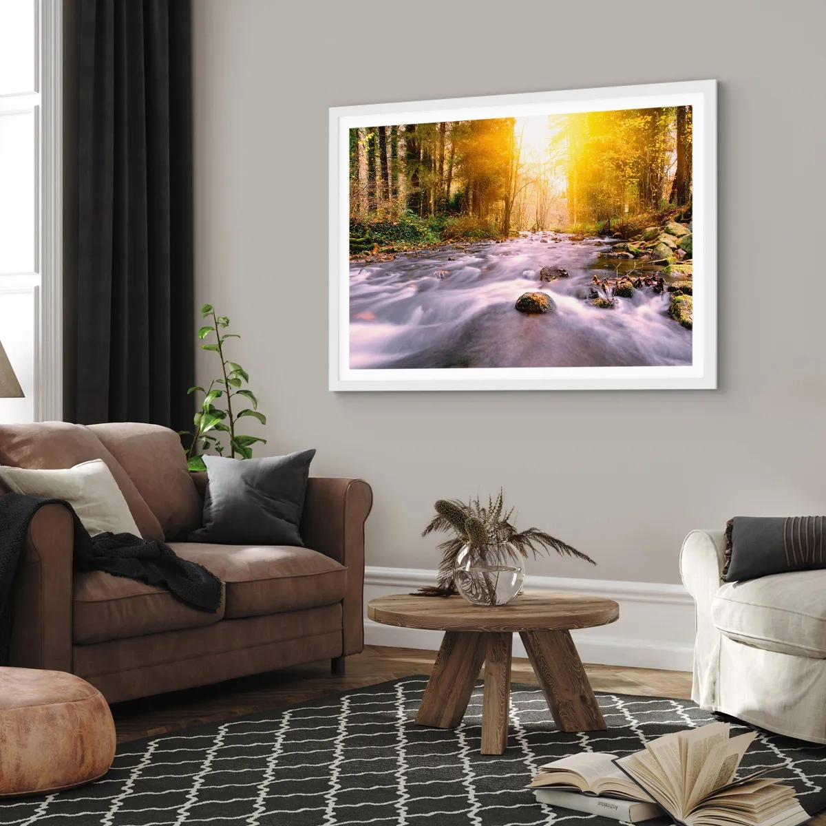 Affisch i vit ram - Malakit i silver-guld infattning - 91x61 cm