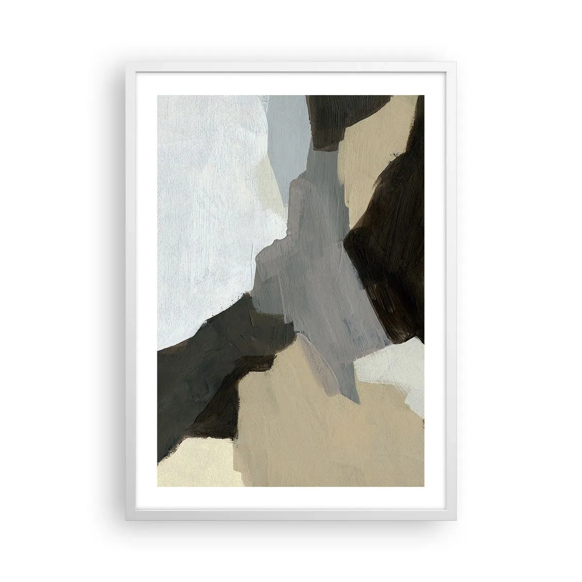 Affisch i vit ram - Abstraktion: avgrening av det gråa - 50x70 cm
