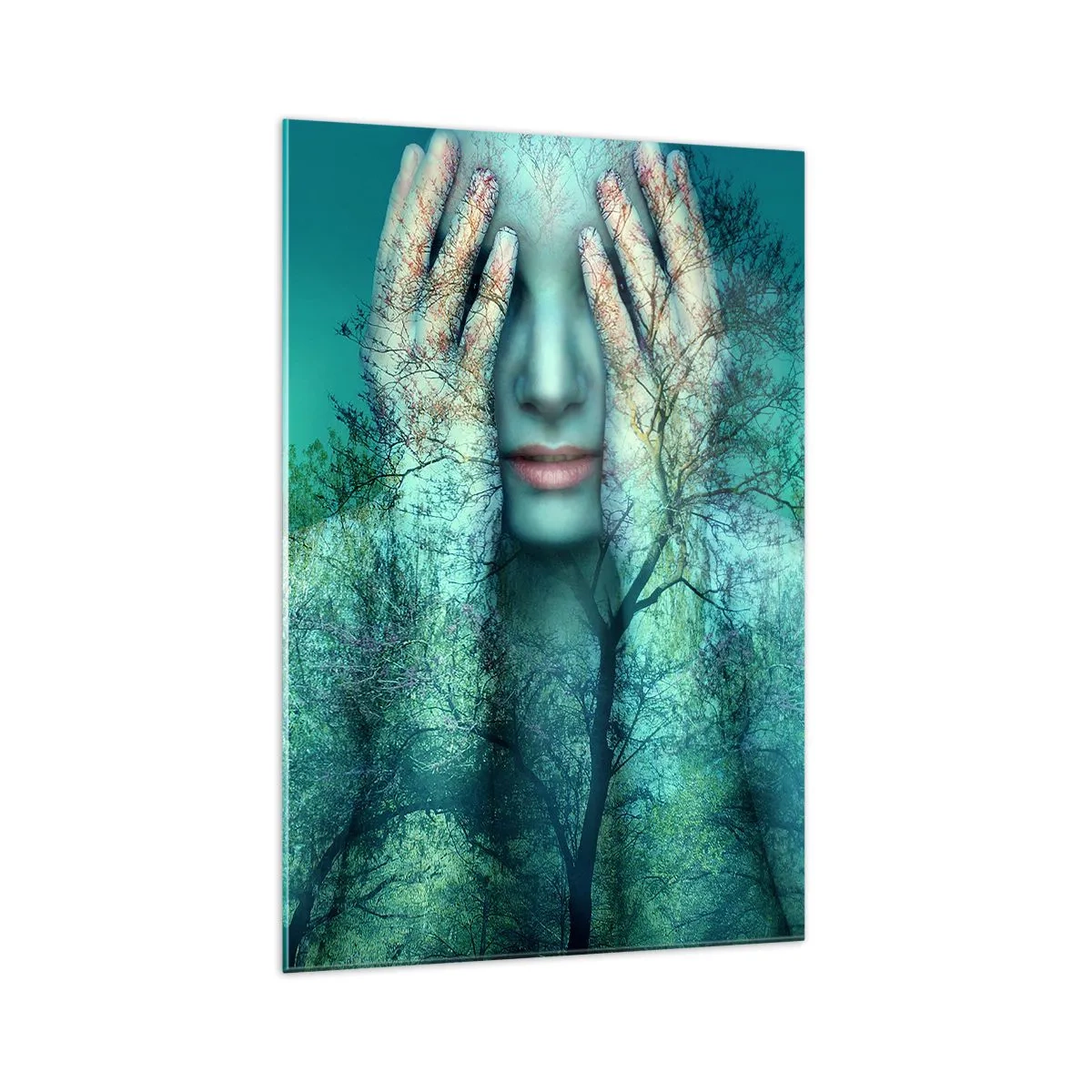 Glastavla - Bild på glas - Doppad i blått - 70x100 cm
