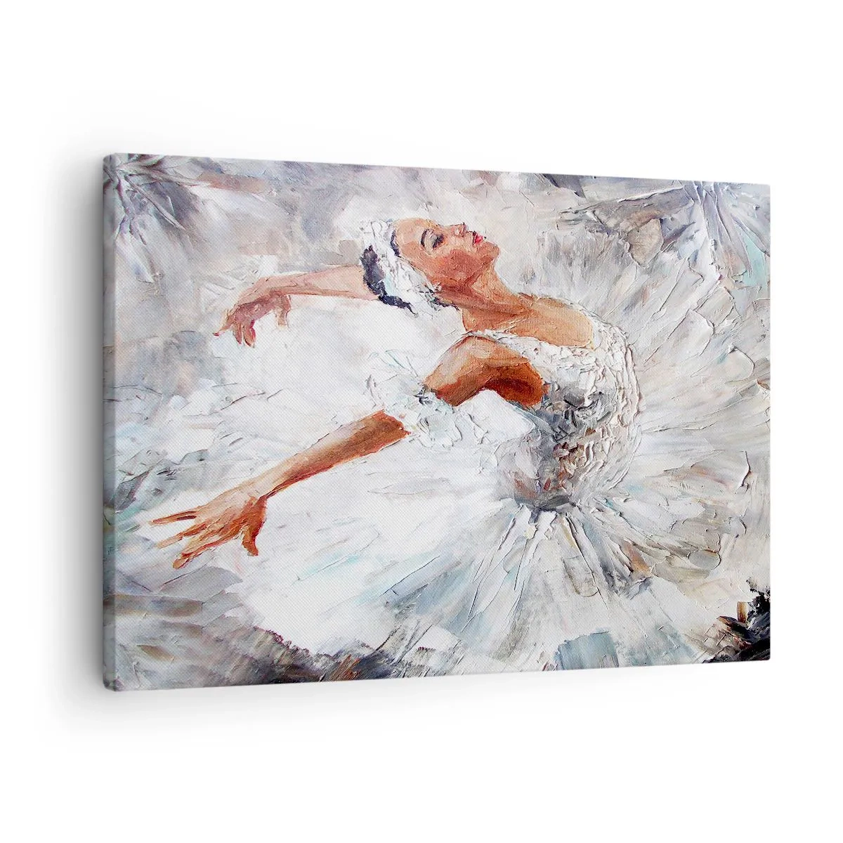 Canvastavla - Bild på duk - En ballerina i vit klänning som dansar - 70x50cm - Fin och lätt som tyll - Modern väggdekoration för vardagsrum och sovrum ARTTOR