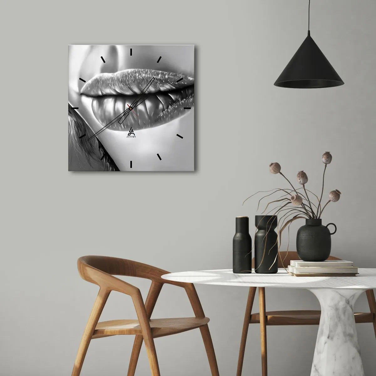 Väggklocka - Klocka på glas - Jag vet vad du tänker på... - 40x40 cm