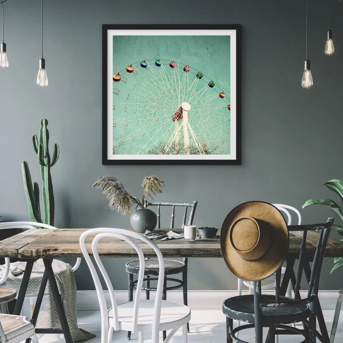 Affisch i svart ram - Välkommen att ha kul - 30x30 cm