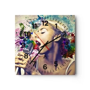 Väggklocka - Klocka på glas - Måla världen med rösten - 40x40 cm