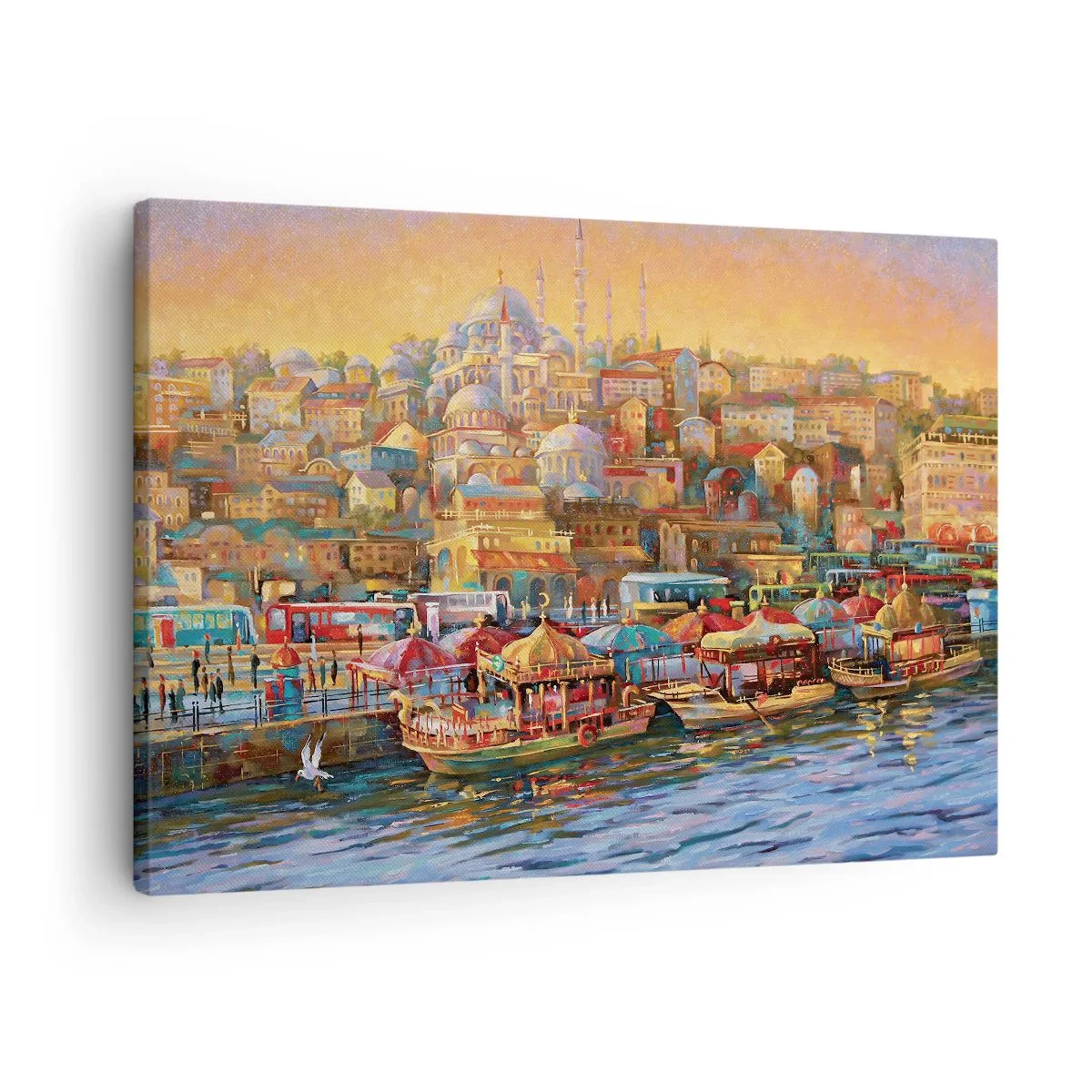 Canvastavla - Bild på duk - Pittoreskt panorama över Istanbul med utsikt över bukten och staden - 70x50cm - Istanbul-berättelse - Modern väggdekoration för vardagsrum och sovrum ARTTOR
