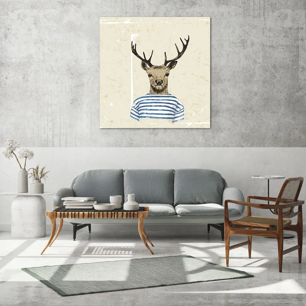 Glastavla - Bild på glas - Ty jag gillar randiga tröjor! - 70x70 cm