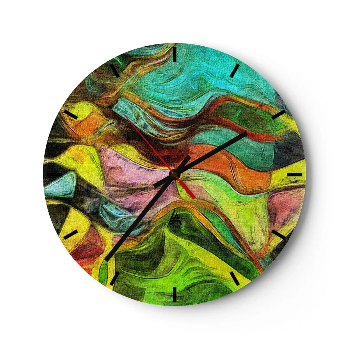 Väggklocka - Klocka på glas - Rörelse är liv - 40x40 cm