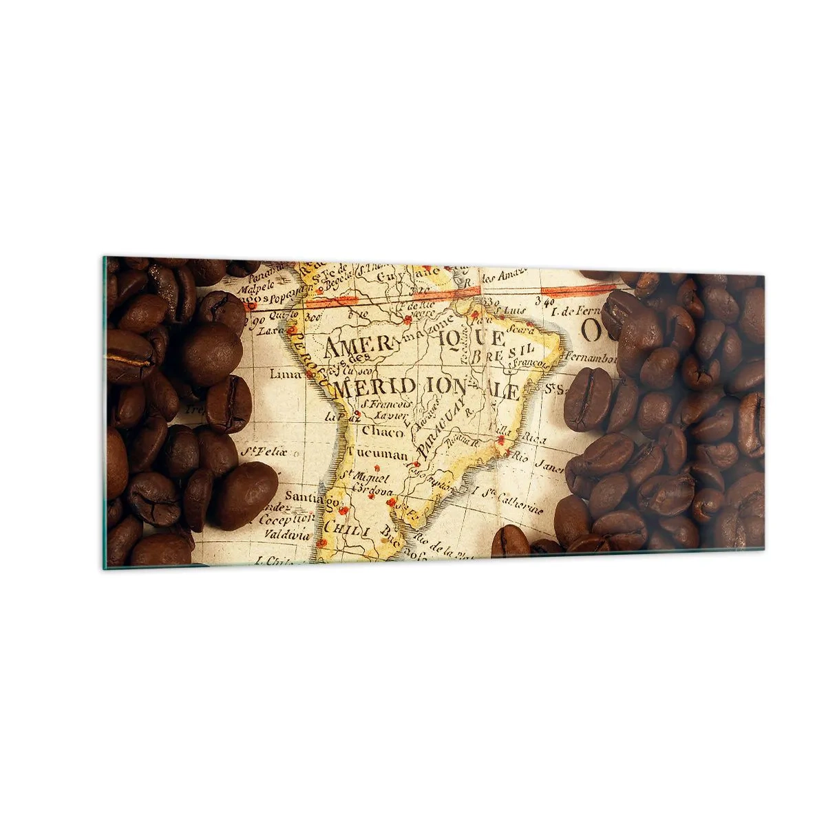 Glastavla - Bild på glas - Varifrån kommer det bästa kaffet? - 100x40 cm