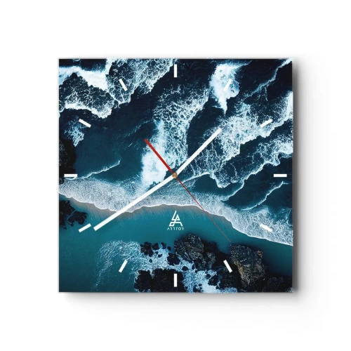 Väggklocka - Klocka på glas - Insvept i vågorna - 40x40 cm
