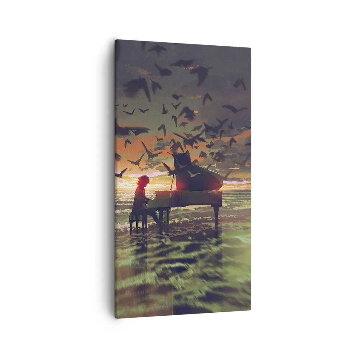 Canvastavla - Bild på duk - Konsert för piano och vågor - 55x100 cm