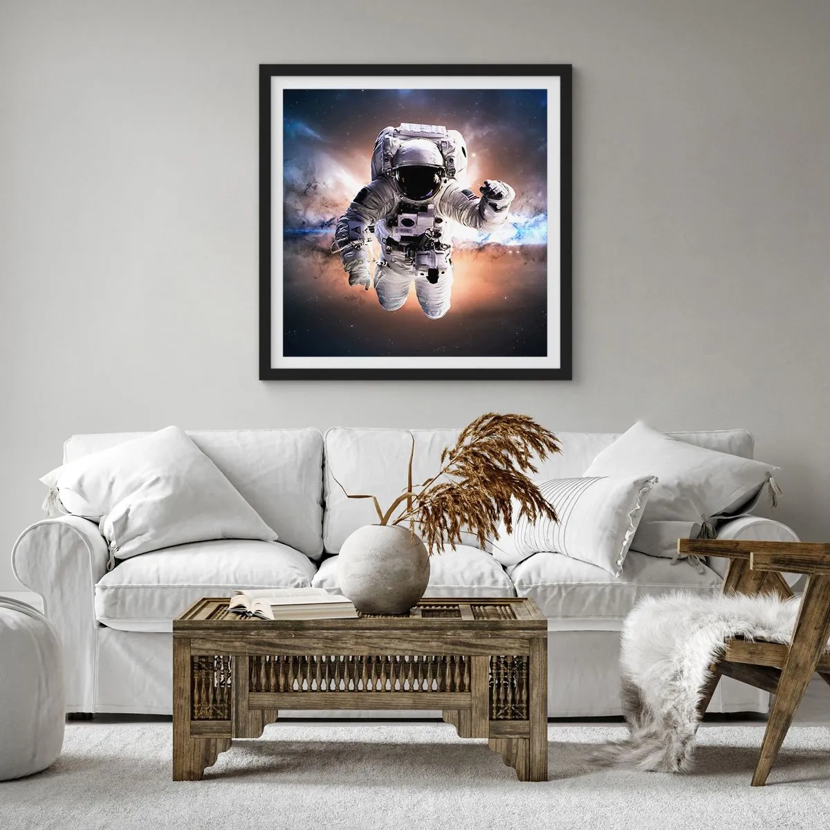 Affisch i svart ram - Hälsningar från rymden - 50x50 cm