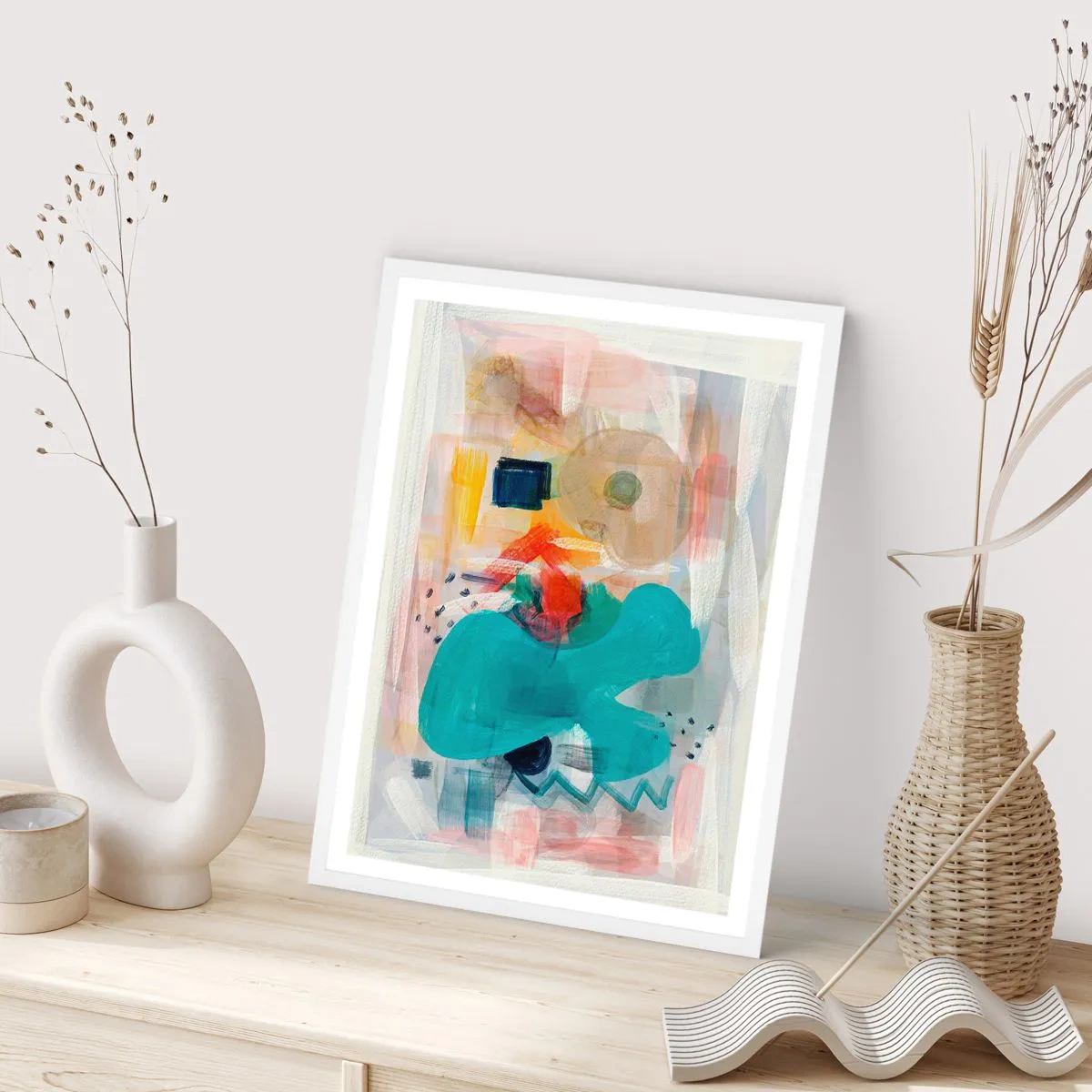 Affisch i vit ram - Ett färgglatt spel - 40x50 cm