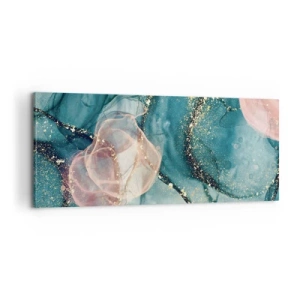 Canvastavla - Bild på duk - Sidenblå, tyllrosa - 100x40 cm