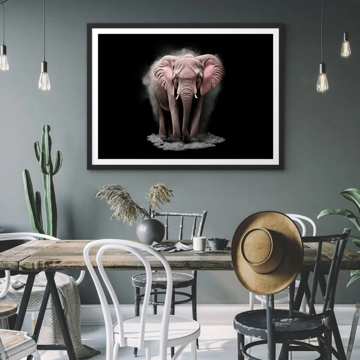 Affisch i svart ram - Tänk inte på en rosa elefant! - 50x40 cm