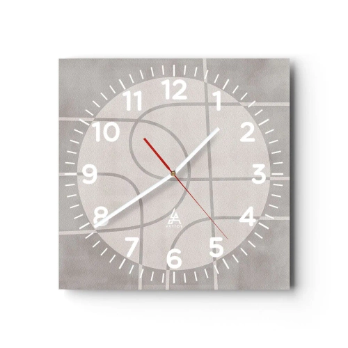 Väggklocka - Klocka på glas - Cirkulärt och rakt fram - 30x30 cm