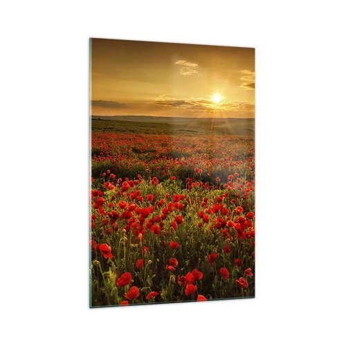 Glastavla - Bild på glas - Bland brusande ängars vågor, bland blommornas flod - 70x100 cm
