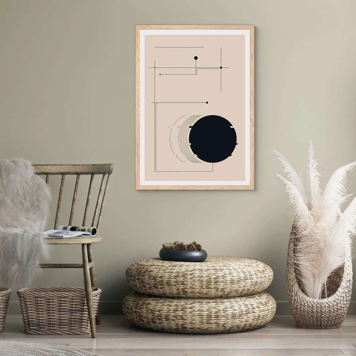 Affisch i ram av ljusek - Fjädrande och dynamisk komposition - 61x91 cm