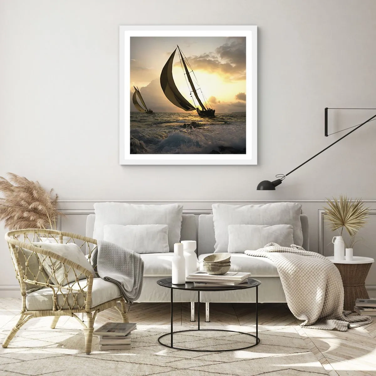 Affisch i vit ram - Med och mot vinden - 40x40 cm