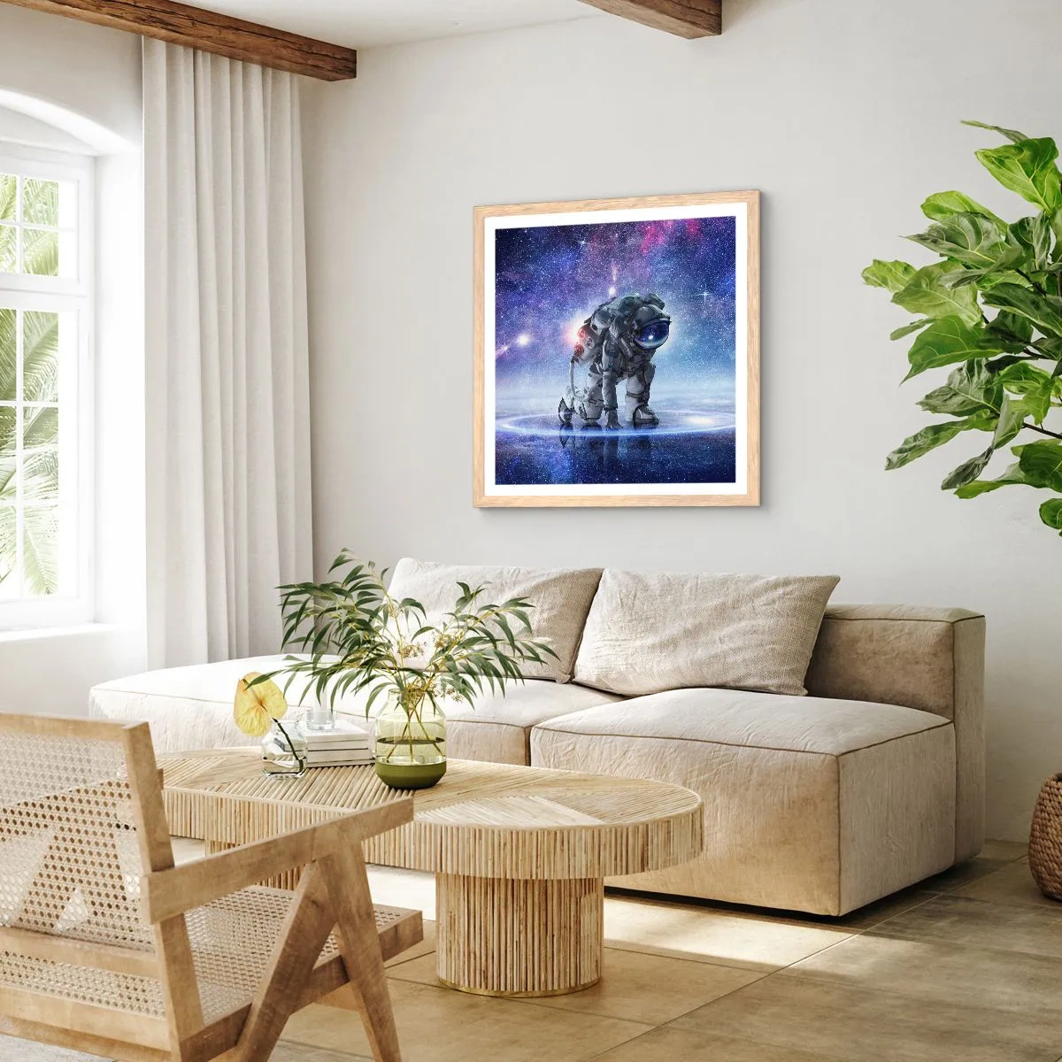 Affisch i ram av ljusek - Stjärnig himmel över mig - 60x60 cm