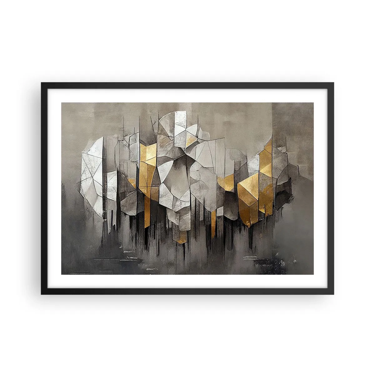 Affisch i svart ram - Komposition av is och ljus - 70x50 cm