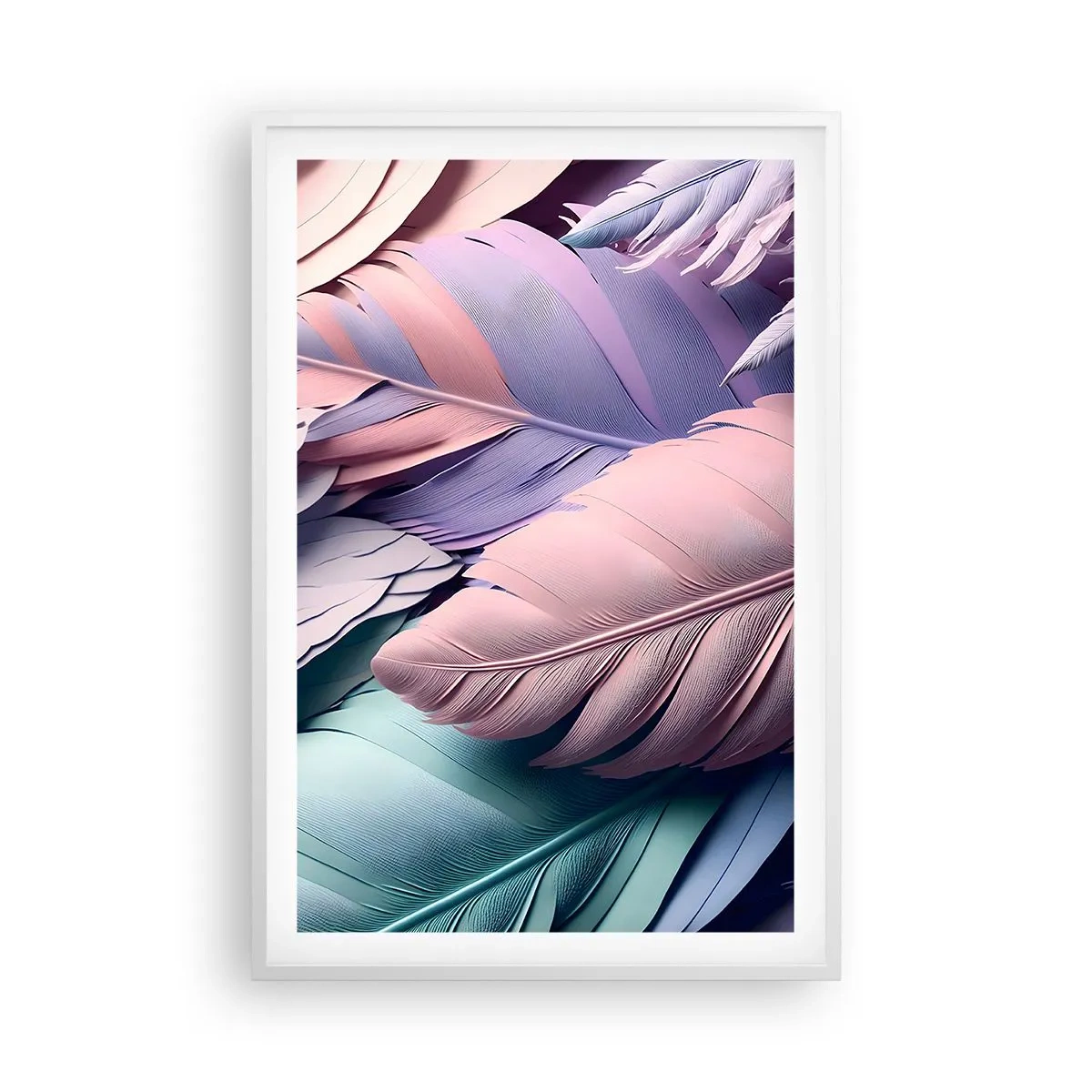 Affisch i vit ram - Fågelstil - 61x91 cm