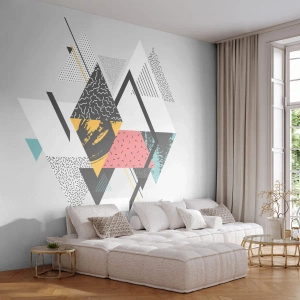 Fototapet Premium Sand - Komposition med triangel och romb - Abstraktion, Bit, Trianglar - 450x315 cm