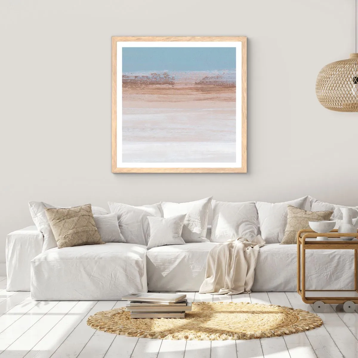 Affisch i ram av ljusek - Tvetydigt landskap - 60x60 cm
